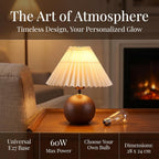 Merello Ceramic Globe Table Lamp – Walnut Base, Beige Shade