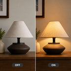 Merello Farmhouse Ceramic Table Lamp – Black Base, Linen Shade