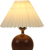 Merello Ceramic Globe Table Lamp – Walnut Base, Beige Shade