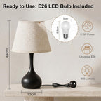 Merello Touch Bedside Table Lamp – 3-Way Dimmable with Fabric Shade