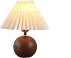 Merello Ceramic Globe Table Lamp – Walnut Base, Beige Shade