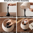 Merello Touch Bedside Table Lamp – 3-Way Dimmable with Fabric Shade