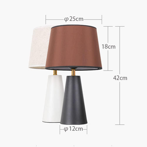 Merello Modern Bedside Table Lamp – Linen Shade, Black Metal Base